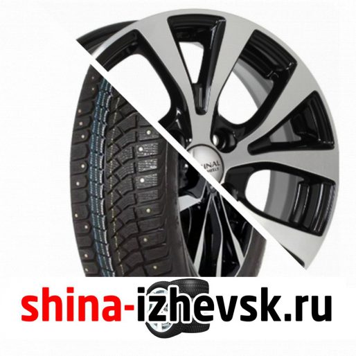 Колесо в сборе Viatti Brina Nordico (V-522) 205/65 R15 T 94 + СКАД KL-262 Hyundai Solaris 6xR15 4×100 ET48 DIA54.1 Черный глянцевый с полированной лицевой поверхностью в Ижевске